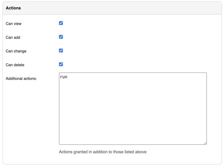 Adding the run action to a permission